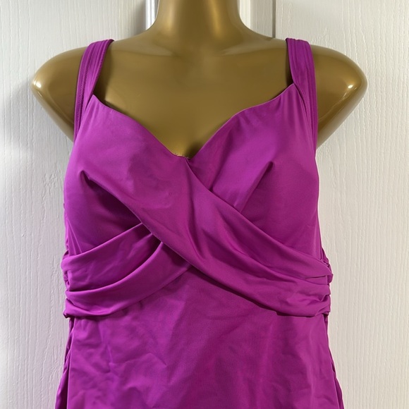 Lands End Wrap Front Underwire Tankini Top Sz 16 - Picture 1 of 10